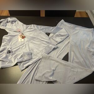 NWT Juicy Couture Velour lavender haze Track Suit sweatsuit large wome…no bling